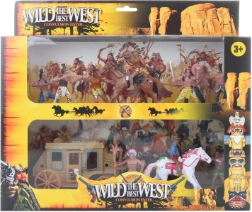 sada western pro děti s indiány, povozem a koňmi