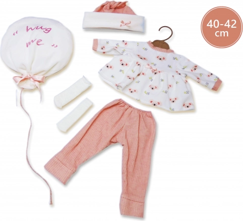 Obleček pro panenku NEW BORN 40–42 cm, 4dílná sada s muchlíkem