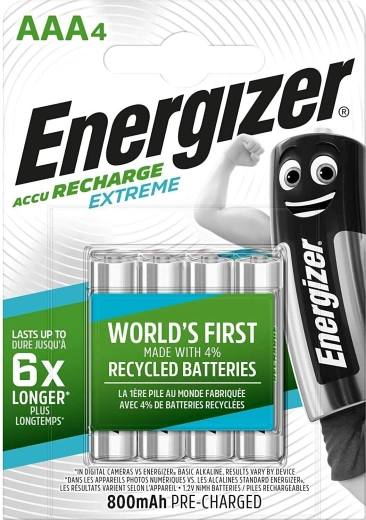 Energizer Extreme AAA nabíjecí baterie 800 mAh, 4 ks
