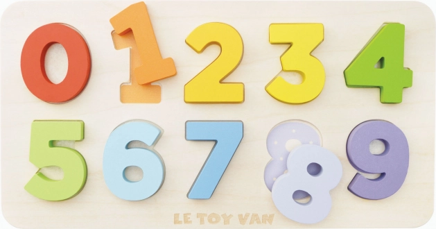 Le toy van vkládací puzzle s čísly z dřeva fsc