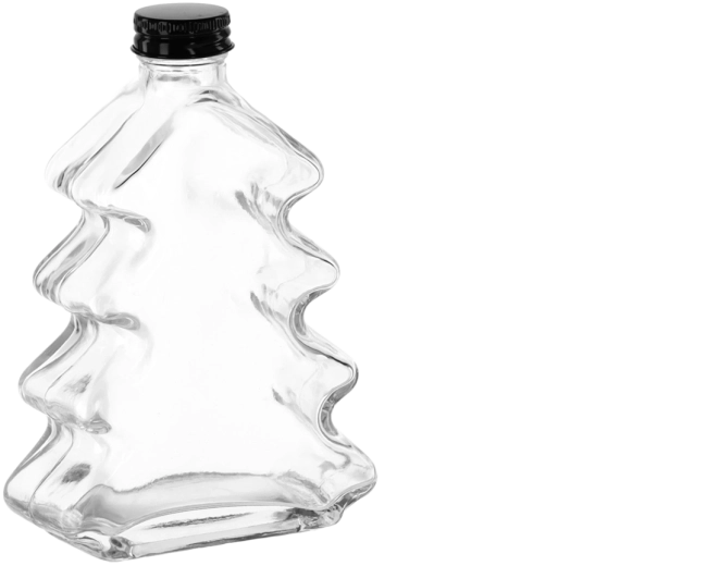 Skleněná lahvička choinka 200 ml s kovovým šroubovacím uzávěrem 28 mm