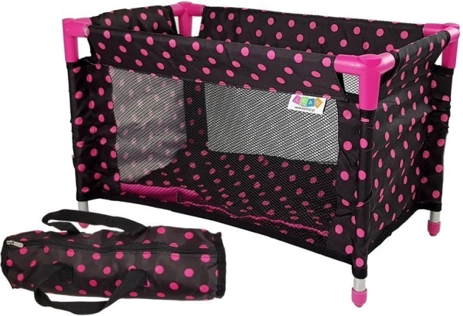 Postýlka pro panenky Alice černo‑růžová