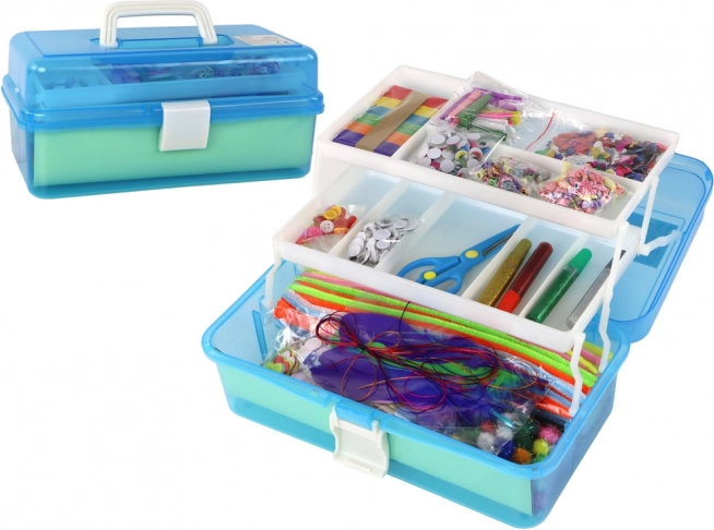 Modrá rozkládací kufříková kreativní umělecká sada DIY
