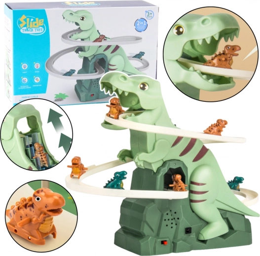 Dinosauří horská dráha se světly a zvuky – skládací interaktivní set