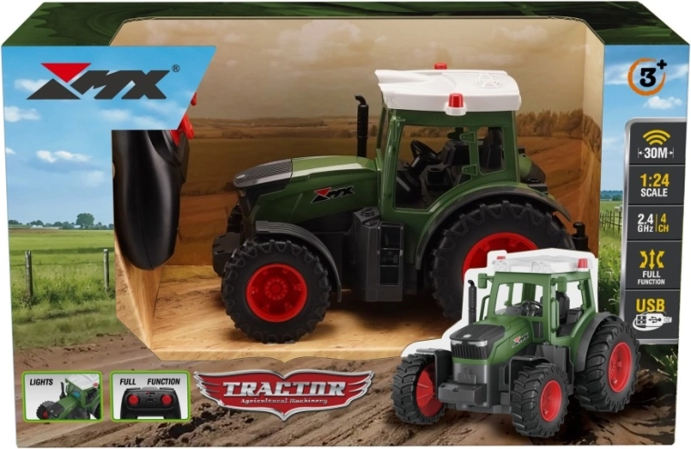 RC zemědělský traktor 2,4 GHz 1:24 s LED efekty