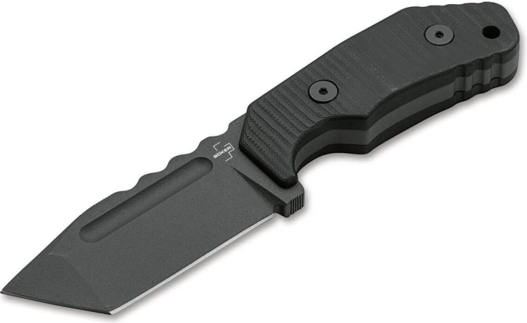 Böker Plus Little Dvalin Tanto Black pevný nůž 8 cm, černý, G10, titan, pouzdro Kydex