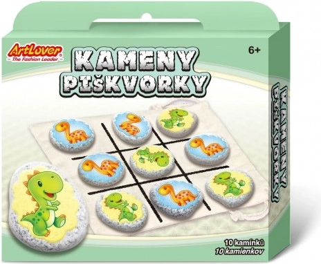 Piškvorky dinosauři kreativní sada s přírodními kameny a samolepkami