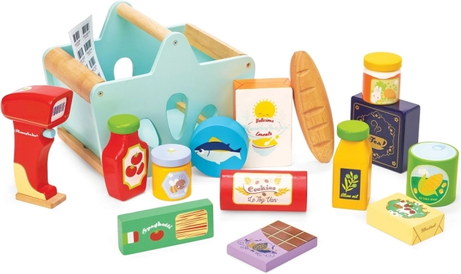 Le Toy Van dřevěný košík s potravinami a skenerem