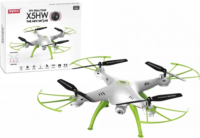Zelenobílý dálkově ovládaný dron