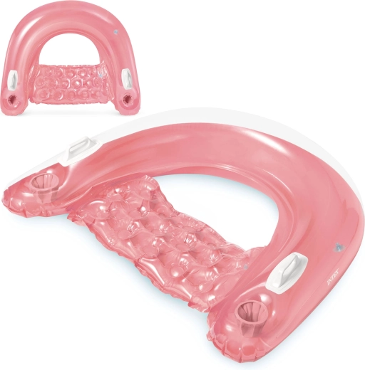 Nafukovací plovoucí křeslo s držáky na nápoje růžové INTEX 147 × 99 cm