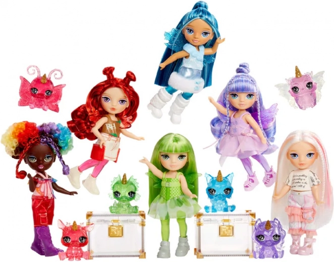 Rainbow High Littles kouzelné víly – panenka 13 cm s mazlíčkem a vyměnitelnými křídly
