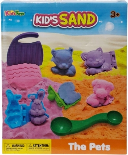 Sada barevného kinetického písku se zvířecími formičkami