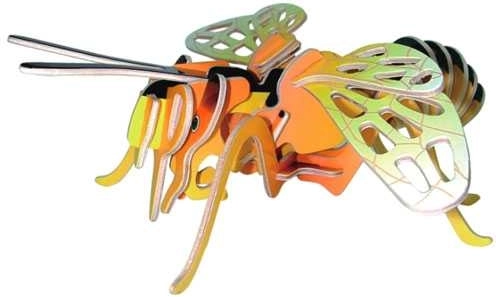 Woodcraft dřevěné 3D puzzle včela barevná