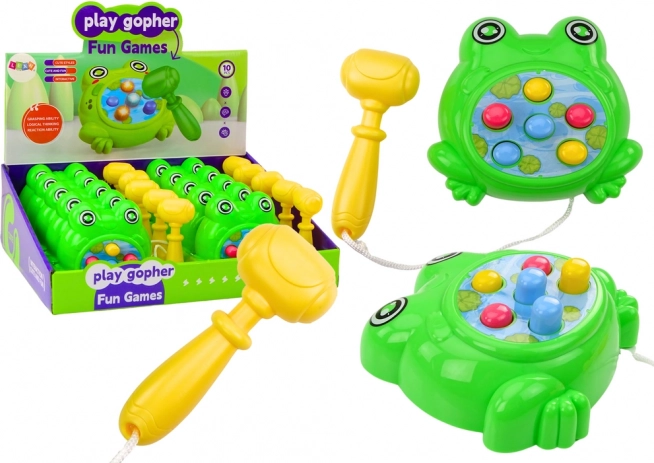 Mini hra Žabka Wac-a-Mole se šňůrkovým kladívkem – zelená