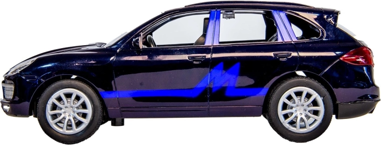 Rychlé dálkově ovládané auto s modrou grafikou