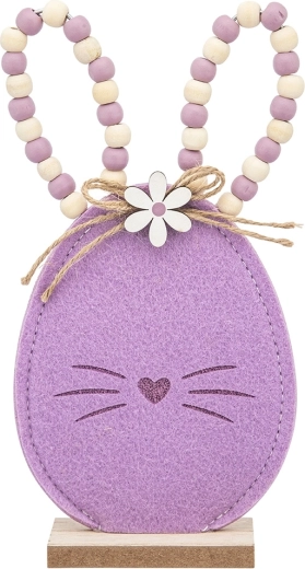 Filcová figurka zajíce s fialovými korálky 22 cm