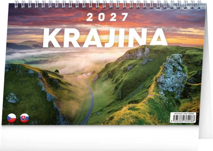 Notique stolní kalendář Krajina CZ/SK 2027 (23,1 × 14,5 cm)