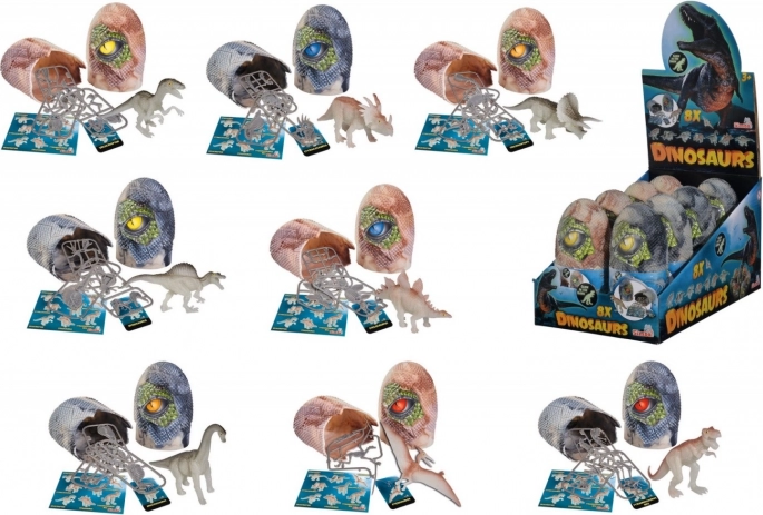 Figurka dinosaura ve vajíčku – svítí ve tmě, 8 druhů
