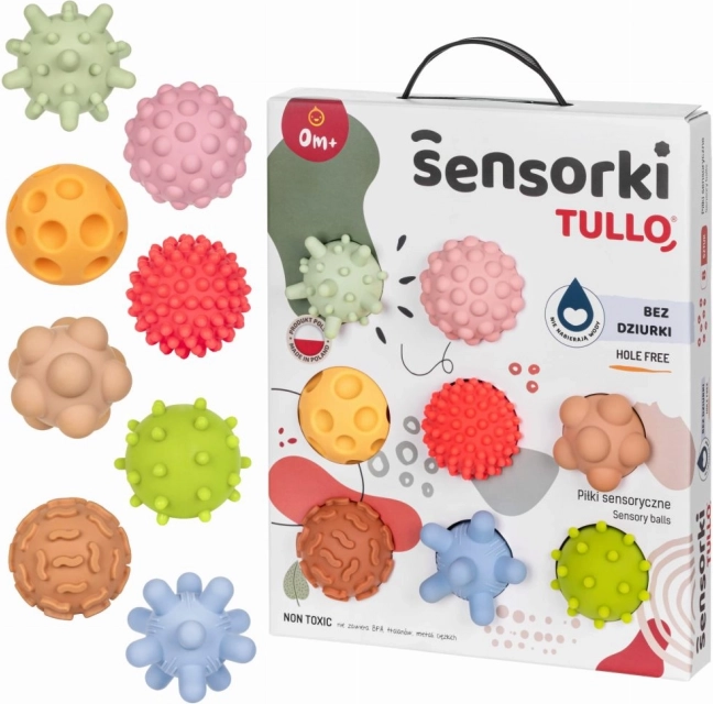 Pastelové senzorické míčky Tullo - sada 8 míčků