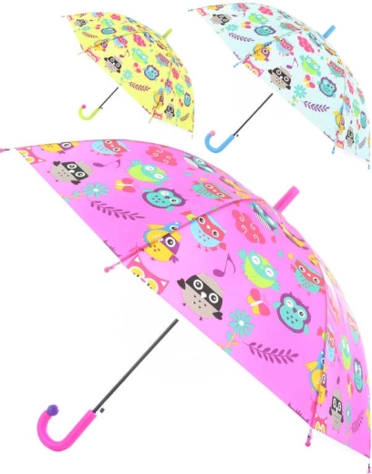 Dětský automatický deštník se sovičkami 83 × 66 cm - 1 kus
