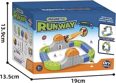 Magnetická barevná autodráha s vláčkem, 55 dílů