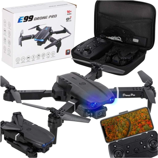 Dálkově ovládaný dron E99 Pro se dvěma kamerami 720p a pouzdrem