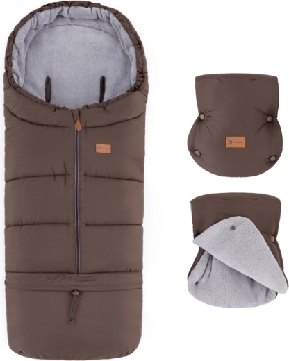 Petite&Mars set zimní fusak Jibot 3v1 a rukavice na kočárek Jasie dark walnut
