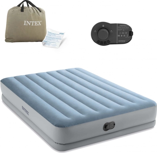Nafukovací dvoulůžková postel INTEX 203 × 152 × 36 cm s vestavěnou elektrickou pumpou