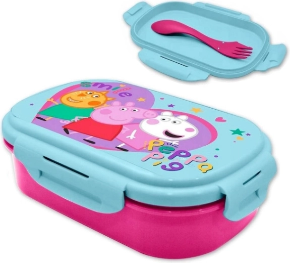 Svačinový box PRASÁTKO PEPPA se sadou příborů