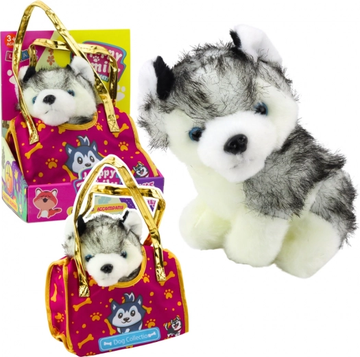 Plyšový pes Husky v tašce