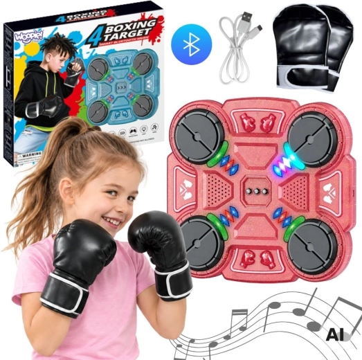 WOOPIE chytrý hudební boxovací terč s Bluetooth růžový