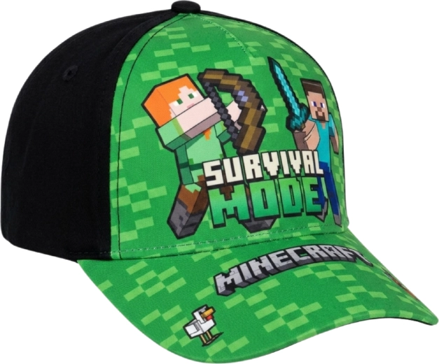 Dětská kšiltovka Minecraft survival mode zeleno-černá