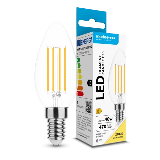 Modee LED žárovka Filament C35 4 W E14, 470 lm, teplá bílá