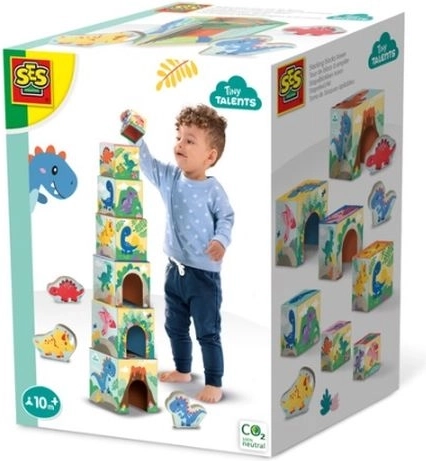 SES Creative věž z kostek s dino figurkami