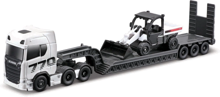 Maisto mini pracovní stroje sada velkého tahače Scania 770S s Toolcat 5600 a lžící