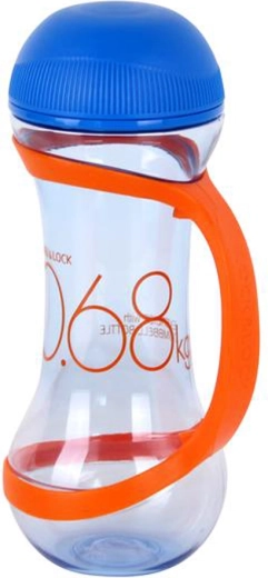 Sportovní láhev ve tvaru činky 560 ml modrá