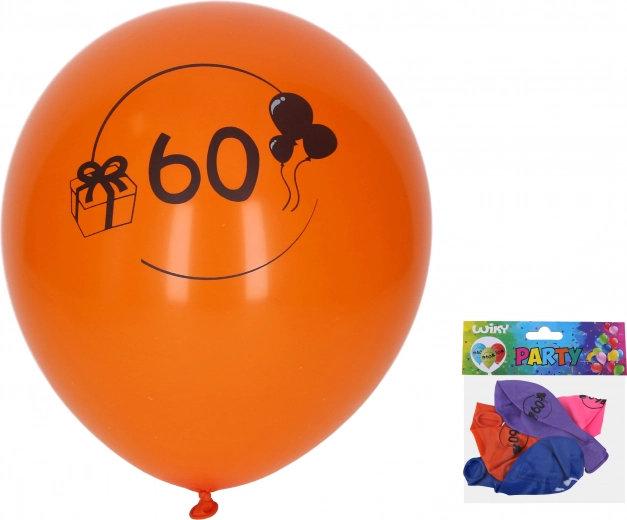 Balónky s číslem 60, 30 cm, mix barev, sada 5 ks