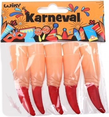 Plastové prsty s červenými drápy na karneval - 10 ks