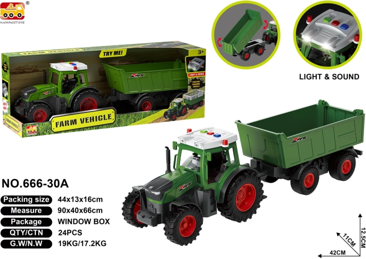 Traktor s přívěsem se světelnými a zvukovými efekty