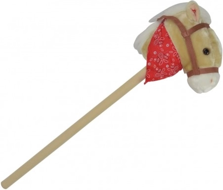Plyšový kůň na tyči se zvukem 80 cm, béžový