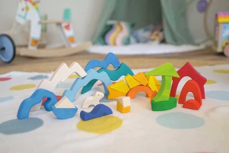 Dřevěné krajinné puzzle s polárním medvídkem - 1 kus