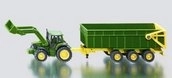 SIKU Farmer traktor John Deere s čelním nakladačem a přívěsem 1:87