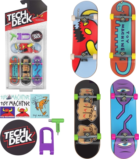 Tech Deck sada 4 mini fingerboardů Toy Machine - 4 ks