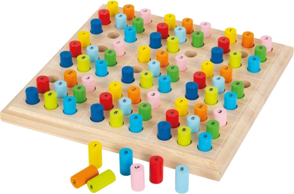 Dřevěné sudoku s barevnými válečky