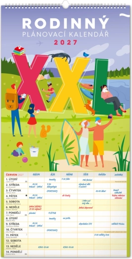 Notique nástěnný kalendář Rodinný plánovací XXL 2027 (33 × 64 cm)