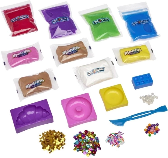 Mix textur: lesklý sliz, marshmallow sliz a lehká modelína