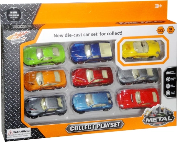 Sada 9 sportovních autíček 1:64