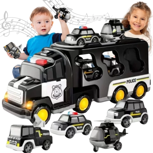 Woopie policejní transportér s 5 vozidly a světly a zvuky