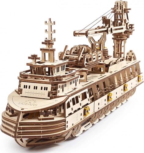ugears 3d dřevěné mechanické puzzle výzkumná loď