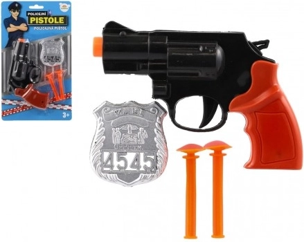 Policejní pistole s odznakem a přísavkovými šipkami, 15 cm